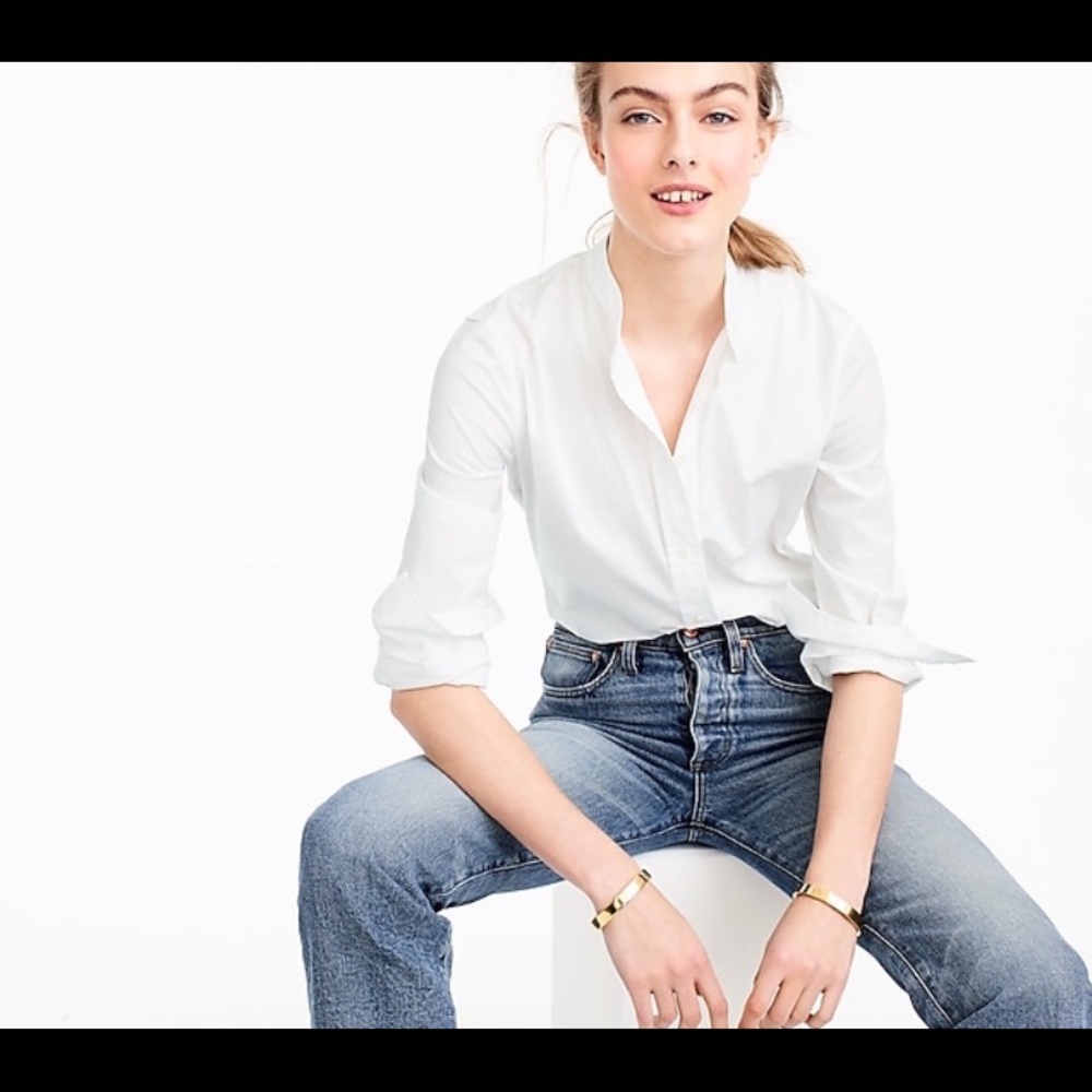 J Crew White Top - Stretch Perfect Bodysuit